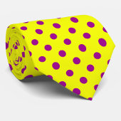 Purple On Yellow Polka Dots Pattern Design ネクタイ