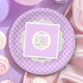 Purple One Silly Goose - Retro Girl First Birthday スタンダードランチョンナプキン