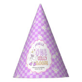 Purple One Silly Goose-Retro Girl First Birthday パーティーハット (正面)