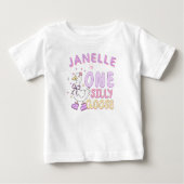 Purple One Silly Goose - Retro Girl First Birthday ベビーTシャツ (正面)
