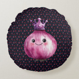 Purple Onion Queen Round Throw Pillow ラウンドクッション