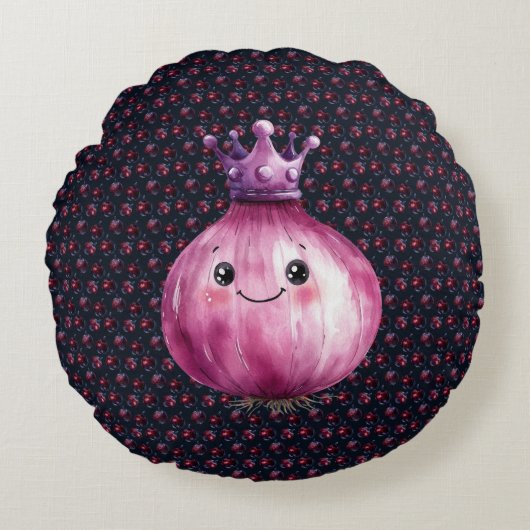 Purple Onion Queen Round Throw Pillow ラウンドクッション (正面)