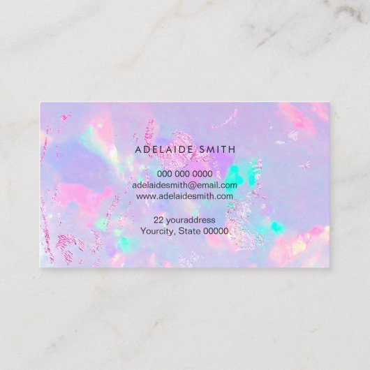 purple opal mineral stone photo business card 名刺 (裏面)