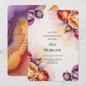 Purple Orange and Red Roses Bachelorette Party 招待状 (正面/裏面)
