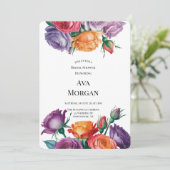 Purple Orange and Red Roses Bridal Shower 招待状 (スタンド正面)