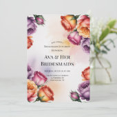 Purple Orange and Red Roses Bridesmaids Luncheon 招待状 (スタンド正面)