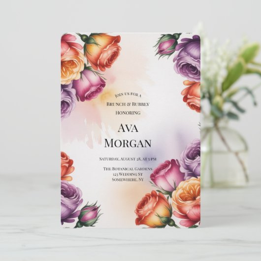 Purple Orange and Red Roses Brunch & Bubbly 招待状 (スタンド正面)