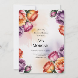 Purple Orange and Red Roses Brunch & Bubbly 招待状