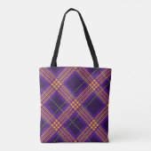 PURPLE ORANGE BLACK GREEN HALLOWEEN PLAID PATTERN トートバッグ (裏面)