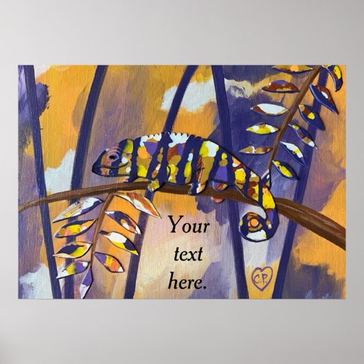 Purple Orange Chameleon Posterに掲載されたテキスト ポスター (正面)