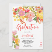 Purple Orange photo Boho floral graduation 招待状 (正面)