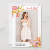 Purple Orange photo Boho floral graduation 招待状 (裏面)