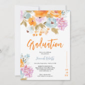 Purple Orange photo Boho floral graduation 招待状 (正面)