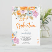 Purple Orange photo Boho floral graduation 招待状 (スタンド正面)