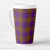 Purple Orange Plaid Checker Seamless Pat Latte Mug カフェラテマグ (左アングル)