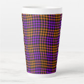 Purple Orange Plaid Checker Seamless Pat Latte Mug カフェラテマグ (正面)
