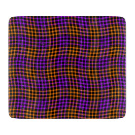Purple Orange Plaid Checker Seamless Pattern カッティングボード