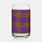 Purple Orange Plaid Checker Seamless Pattern ガラス缶 (正面)
