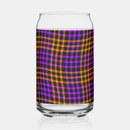Purple Orange Plaid Checker Seamless Pattern ガラス缶