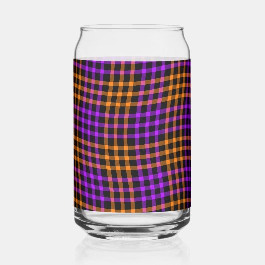 Purple Orange Plaid Checker Seamless Pattern ガラス缶 (裏面)