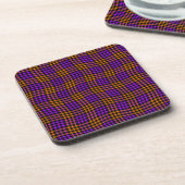 Purple Orange Plaid Checker Seamless Pattern コースター (左側)