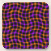Purple Orange Plaid Checker Seamless Pattern コースター (正面)