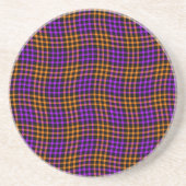 Purple Orange Plaid Checker Seamless Pattern コースター (正面)