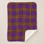 Purple Orange Plaid Checker Seamless Pattern シェルパブランケット (正面)