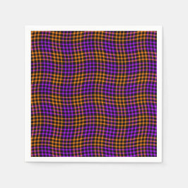 Purple Orange Plaid Checker Seamless Pattern スタンダードカクテルナプキン