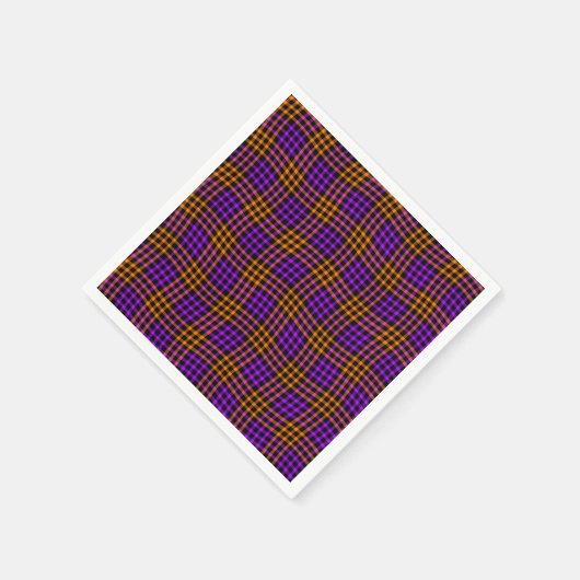 Purple Orange Plaid Checker Seamless Pattern スタンダードカクテルナプキン (角)