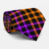 Purple Orange Plaid Checker Seamless Pattern ネクタイ (ロール)