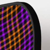 Purple Orange Plaid Checker Seamless Pattern ピックルボールラケット (左詳細)