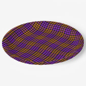 Purple Orange Plaid Checker Seamless Pattern ペーパープレート (アングル)