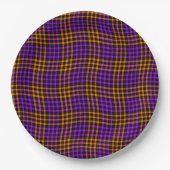 Purple Orange Plaid Checker Seamless Pattern ペーパープレート (正面)