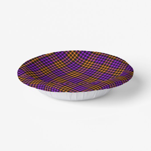 Purple Orange Plaid Checker Seamless Pattern ペーパーボウル (傾斜あり)