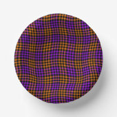 Purple Orange Plaid Checker Seamless Pattern ペーパーボウル (正面)