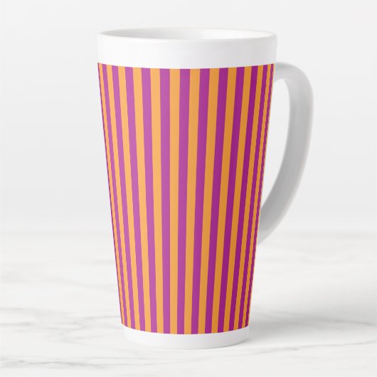 Purple Orange Stripes Seamless Pattern カフェラテマグ (右アングル)
