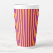 Purple Orange Stripes Seamless Pattern カフェラテマグ (正面)