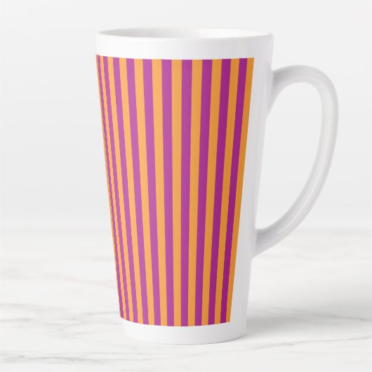 Purple Orange Stripes Seamless Pattern カフェラテマグ (右)