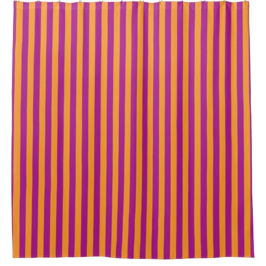 Purple Orange Stripes Seamless Pattern シャワーカーテン (正面)