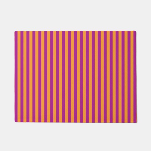 Purple Orange Stripes Seamless Pattern ドアマット (正面)