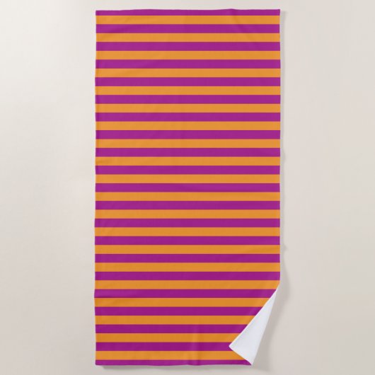 Purple Orange Stripes Seamless Pattern ビーチタオル (正面)