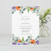 Purple Orange Vibrant Summer Wedding 招待状 (スタンド正面)