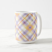 PURPLE ORANGE WHITE EASTER PLAID PATTERN コーヒーマグカップ (正面右)