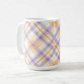 PURPLE ORANGE WHITE EASTER PLAID PATTERN コーヒーマグカップ (正面左)
