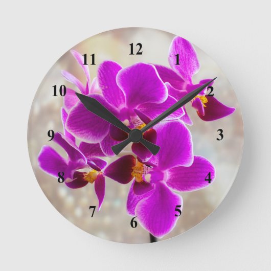 Purple Orchid Acrylic wall clock ラウンド壁時計 (正面)