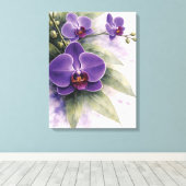 Purple Orchid Botanical  キャンバスプリント (インサイチュ (ウッドフロア))