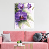 Purple Orchid Botanical  キャンバスプリント (インサイチュ (リビング))