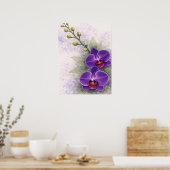 Purple Orchid Duo Flower Botanical  ポスター (キッチン)