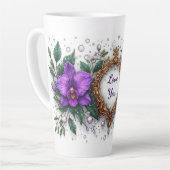 Purple Orchid Floral Frame カフェラテマグ (左アングル)